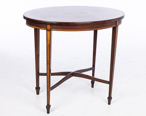 George III Style Inlaid Mahogany Oval Side Table
