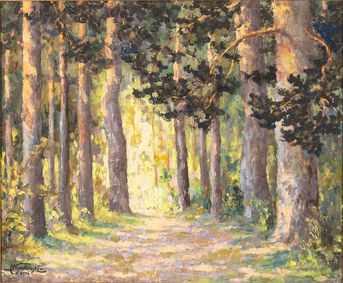 Andrzej Wyczolkowski, Landscape with Trees, O/C