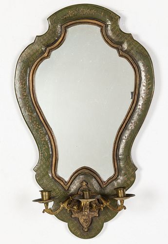 Green Lacquer 3-Light Wall Sconce, c. 1920