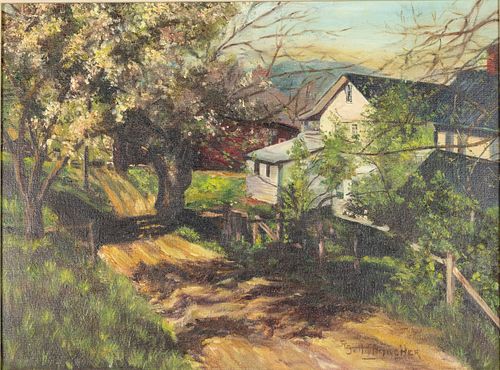 R. Schiffmacher, Landscape with House, Oil on Board