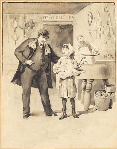 Irving Ramsey Wiles (1861-1948), Butcher Shop, W/C