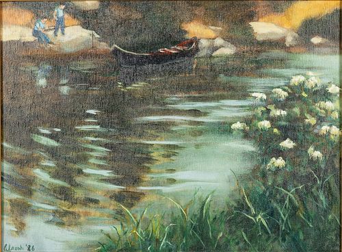 Winifred T. Farah (DC, b. 1919) River Landscape, O/C