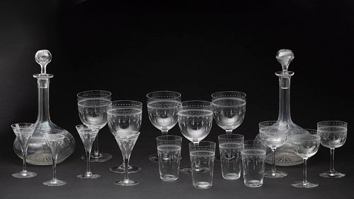 Group of Etched Glassware, 16 pcs. 