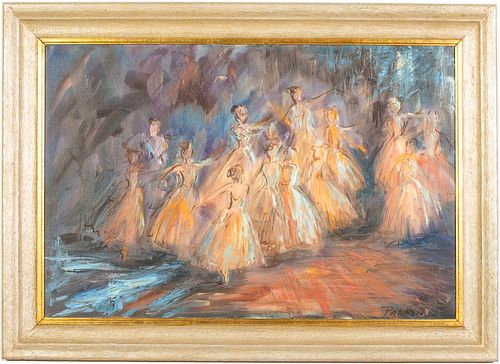 Panayiota, Group of Ballerinas, Oil on Canvas