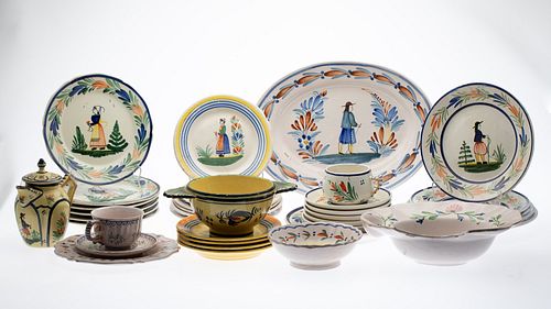 36 Pieces of Quimper Pottery, 18th C & Later