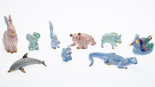Group of Herend Porcelain Animals, 9 pcs.