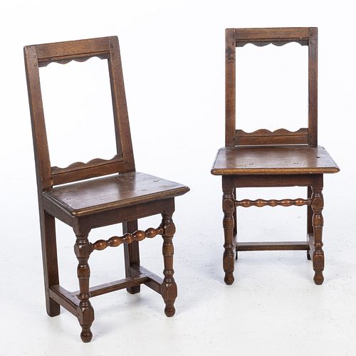 Two English William and Mary Oak Backstools