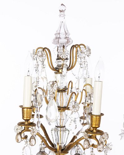 Pair of French Bronze and Glass Candelabra
