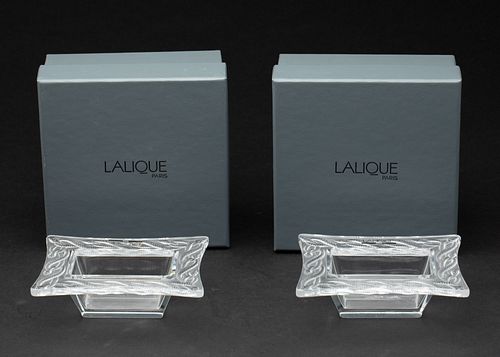 2 Lalique Glass Fortune Dishes