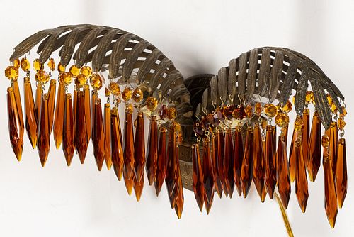 Art Deco Gilt Metal Feather Form Wall Sconce