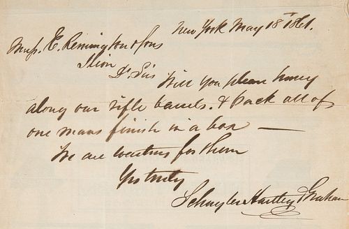 Letter to Remington Regarding a Rifle Purchase, 1861