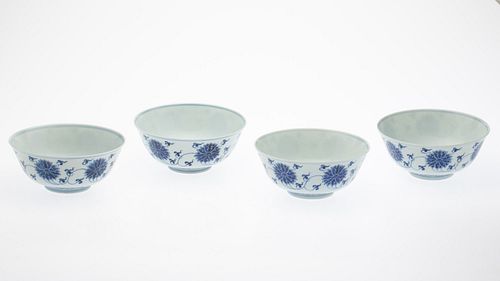 Four Chinese Blue and White Bowls