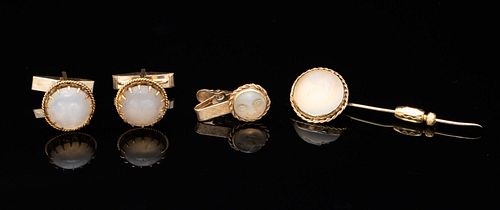 4 Pieces of Gold and Moonstone Jewelry