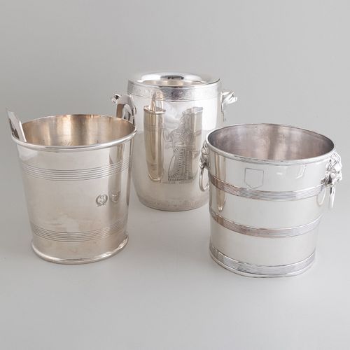 Group of Three English Silver Plate Wine Coolers