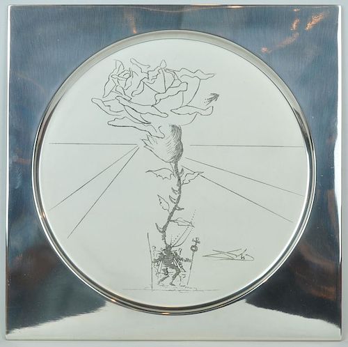 Salvador Dali Engraving on 925 Sterling Plate