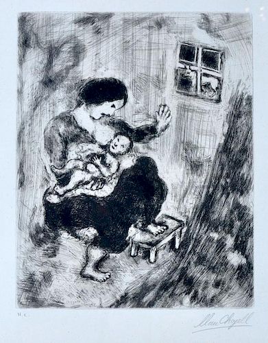 Marc Chagall Signed Fables of La Fontaine Etching