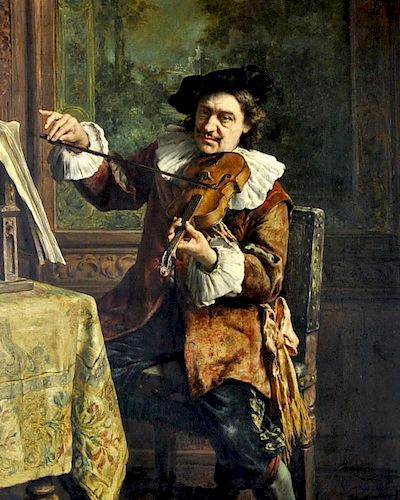 Leon de Meutter Brunin "The Musician" Oil on Board