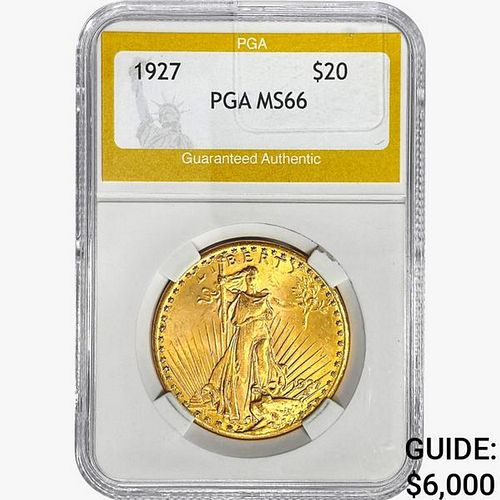1927 $20 Gold Double Eagle PGA MS66 