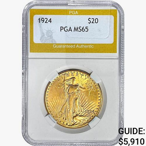 1924 $20 Gold Double Eagle PGA MS65 