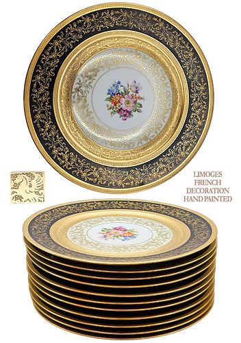 Set Of Twelve French Limoges Dinner Plate Set