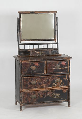 Aesthetic Movement Japanese Lacquer and Bamboo Chest