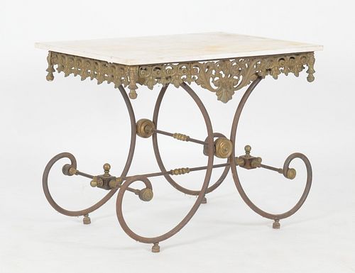 French Brass Mounted Wrought Iron Baker's Table