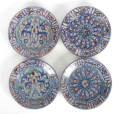 Four Tin Glazed Pottery Plates 