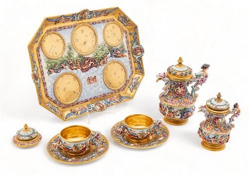 Ginori, Capo-di-Monte (Italian) Porcelain Tea Service Ca. 1850-1890, 8 pcs