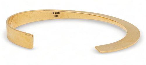 14k Gold Bangle Bracelet, Modern, by Cohn Ca. 1980, W 2.5" 17.7g