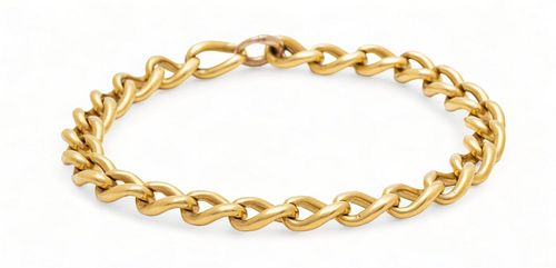 18K Yellow Gold Man's Link Bracelet, As Is L 8.5" 35g