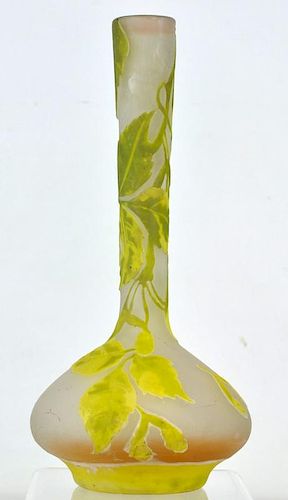 Signed Galle Cameo Glass Bud Vase