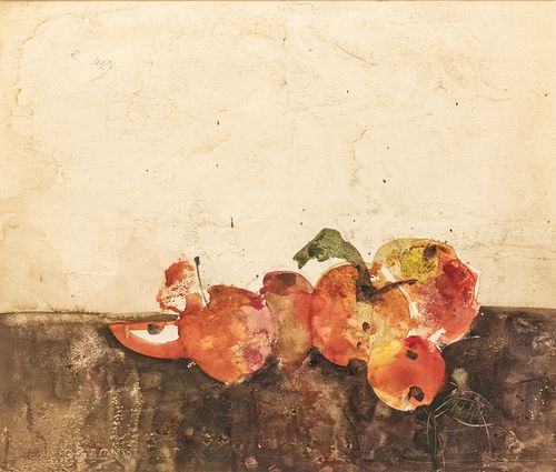 Richard Jerzy (American, 1943-2001) Watercolor on Paper, Ca. 1960, "Still Life (Apples)", H 15" W 17.75"