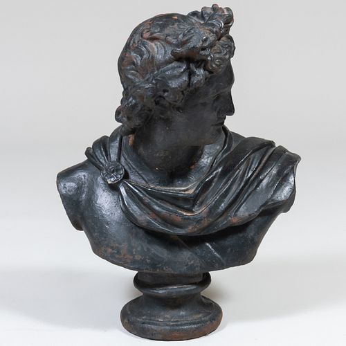 Ebonized Cast-Iron Bust of the Apollo Belvedere, After the Antique