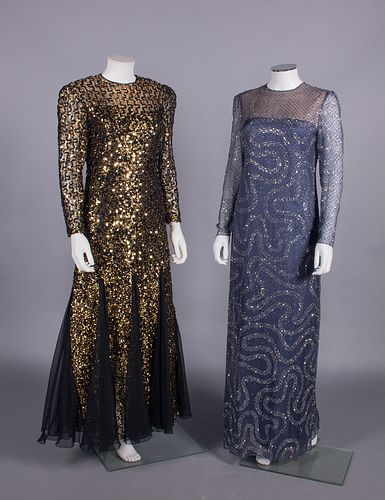 TWO RICHILENE EVENING GOWNS, NEW YORK, 1980s