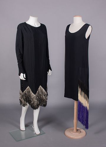 TWO FRINGED SILK EVENING DRESSES, PARIS, 1920s