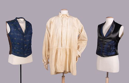 TWO GENT’S WAISTCOATS & ONE SHIRT, 1840s