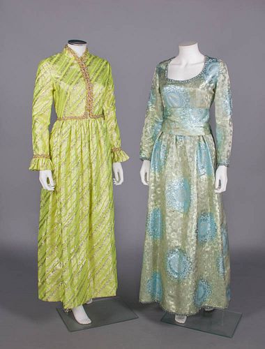 TWO OSCAR DE LA RENTA LAME’ PARTY DRESSES, 1960-1970s