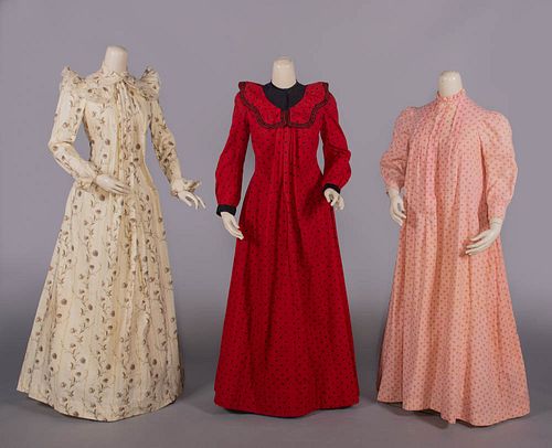 THREE PRINTED COTTON WRAPPERS, 1890s