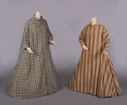 TWO PRINTED COTTON WRAPPERS, 1840-1850s