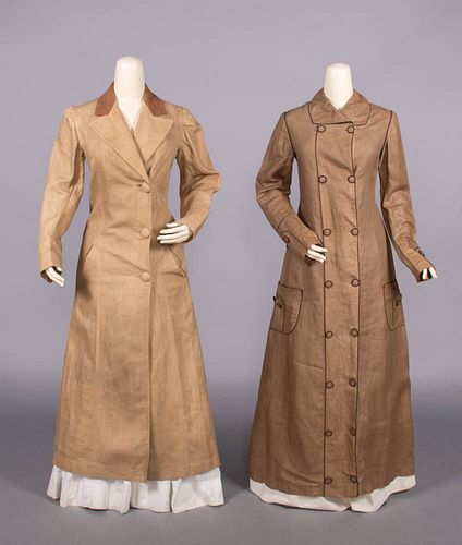 TWO LINEN DUSTERS, c. 1903 & c. 1905
