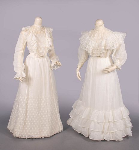 TWO COTTON LINGERIE DRESSES, 1900s