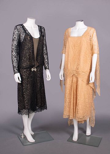 TWO LACE EVENING DRESSES, c. 1925