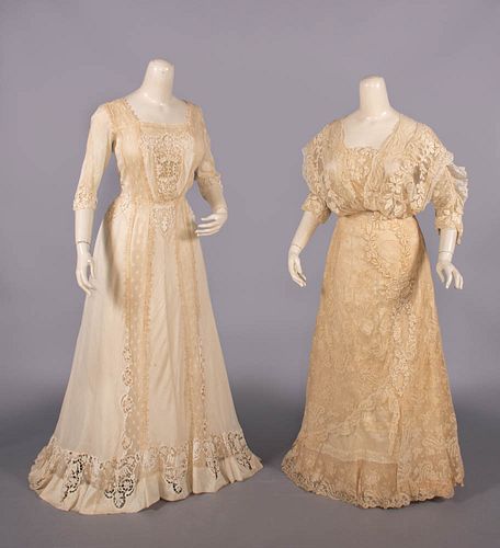 TWO SILK & LACE TEA DRESSES, c. 1907-1908