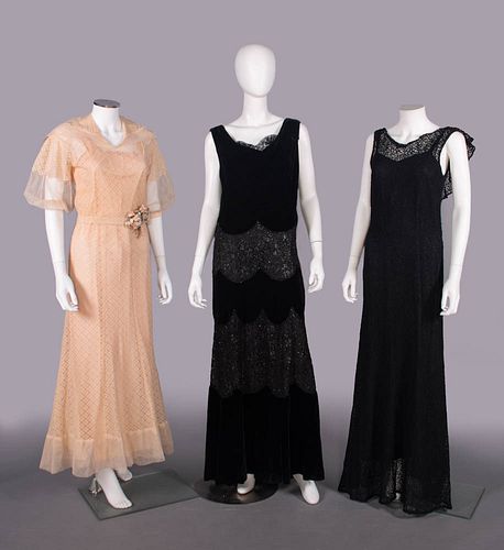 THREE AFTERNOON OR PARTY DRESSES, 1930s