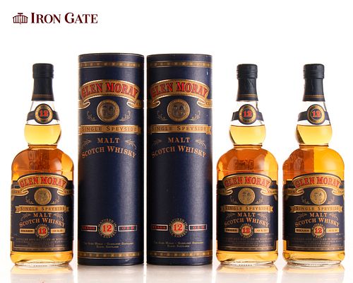 Glen Moray Speyside Single Malt Scotch Whisky Aged 12 Years - 750ml- 3 bottle(s)