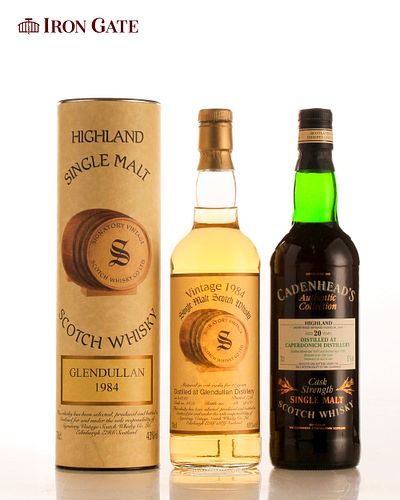 1977 Cadenhead's Authentic Collection Caperdonich Cask Strength 20 Years and 1984 Signatory Vintage Glendullan Aged 11 Years - 700ml- 2 bottle(s)