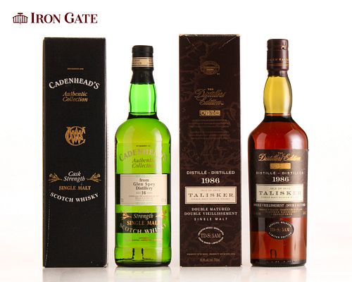 1981 Cadenhead's Glen Spey Authentic Collection Aged 16 Years and 1986 Talisker The Distiller's Edition - 700ml- 2 bottle(s)