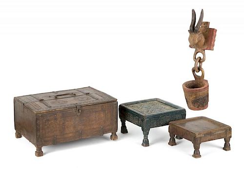 PATRICK SWAYZE AFRICAN CHEST AND STOOLS