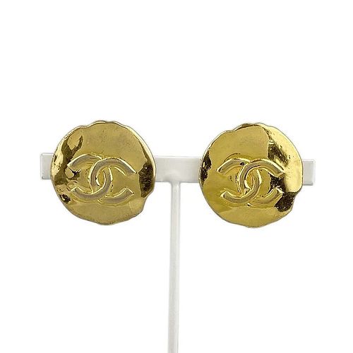 CHANEL ROUND GOLD PLATED EARRINGS