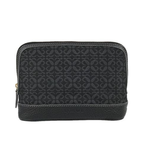 LOEWE LOGO CANVAS LEATHER POUCH